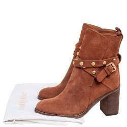 Pre Owned See By Chloe Brown Suede Janis Heeled Ankle Boots Size 39