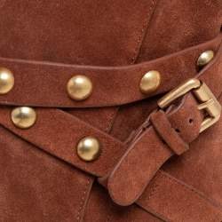 Pre Owned See By Chloe Brown Suede Janis Heeled Ankle Boots Size 39