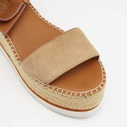 مملوكة مسبقًا حذاء سي باي كلوي  إسبادريل جلد وسويدي بيج / بني بنعل سميك مقاس 36