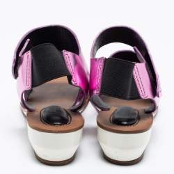 See by Chloe Metallic Purple Leather Slingback Wedge Sandals Size 38