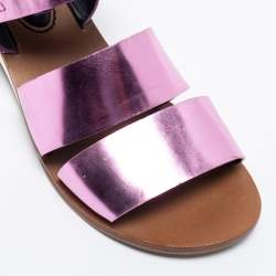 See by Chloe Metallic Purple Leather Slingback Wedge Sandals Size 38