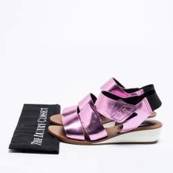 See by Chloe Metallic Purple Leather Slingback Wedge Sandals Size 38