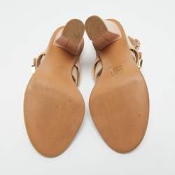 Pre Owned See by Chloe Beige/Brown Suede and Leather Strap Sandals Size 38