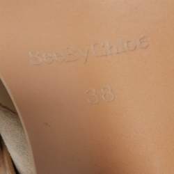 Pre Owned See by Chloe Beige/Brown Suede and Leather Strap Sandals Size 38