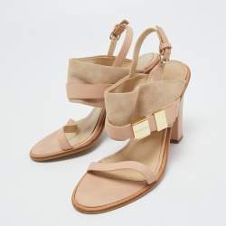 Pre Owned See by Chloe Beige/Brown Suede and Leather Strap Sandals Size 38