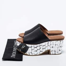See by Chloe Black Leather Platform Slide Sandals Size 38