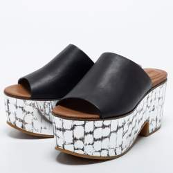 See by Chloe Black Leather Platform Slide Sandals Size 38