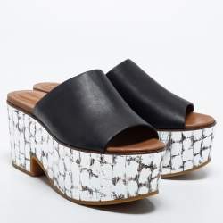 See by Chloe Black Leather Platform Slide Sandals Size 38