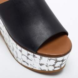 See by Chloe Black Leather Platform Slide Sandals Size 38
