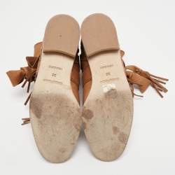 Pre Owned See by Chloe Beige Leather Ankle Strap  Boots Size 36