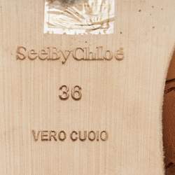 Pre Owned See by Chloe Beige Leather Ankle Strap  Boots Size 36