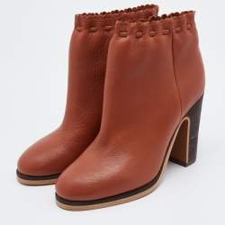 مملوكة مسبقًا See By Chloe Brown Leather Ankle Length Boots Size 37.5