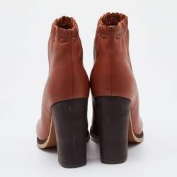 مملوكة مسبقًا See By Chloe Brown Leather Ankle Length Boots Size 37.5
