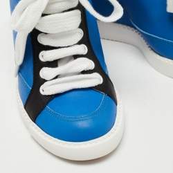 Pre Owned See by Chloe Blue Leather Wedge Sneakers Size 37.5