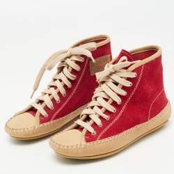 See by Chloé Red Suede High Top Sneakers Size 35