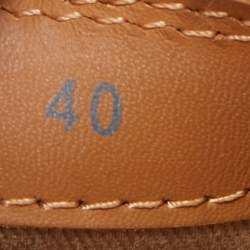 مملوكة مسبقًا See by Chloe Beige/Brown Leather and Fabric Ankle Strap Flat Espadrilles Size 40