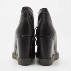 مملوكة مسبقًا See by Chloe Black Leather Wedge Ankle Boots Size 41