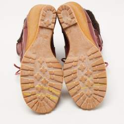 مملوكة مسبقًا See by Chloe Burgundy Leather Wedge Ankle Boots Size 37