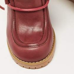 مملوكة مسبقًا See by Chloe Burgundy Leather Wedge Ankle Boots Size 37