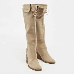 مملوكة مسبقًا See by Chloe Beige Suede Knee Length Boots Size 37 