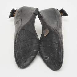 See by Chloe Black Perforated Leather Bow Wedge Pumps Size 38