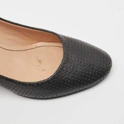 See by Chloe Black Perforated Leather Bow Wedge Pumps Size 38