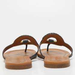 Pre Owned See by Chloe Black Leather Thong Flats Size 39