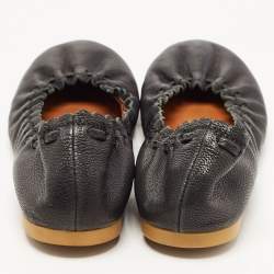 Pre Owned See by Chloe Black Leather Scrunch Ballet Flats Size 36