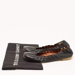 Pre Owned See by Chloe Black Leather Scrunch Ballet Flats Size 36