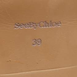 مملوكة مسبقًا See by Chloe Beige Leather Ankle Lace Up Boots Size 39