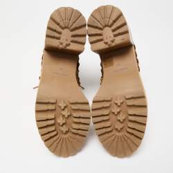 مملوكة مسبقًا See by Chloe Beige Leather Ankle Lace Up Boots Size 39