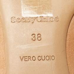 Pre Owned See by Chloe Light Beige Suede Slip On Loafers Size 38