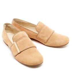 Pre Owned See by Chloe Light Beige Suede Slip On Loafers Size 38