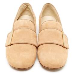 Pre Owned See by Chloe Light Beige Suede Slip On Loafers Size 38