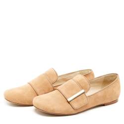 Pre Owned See by Chloe Light Beige Suede Slip On Loafers Size 38