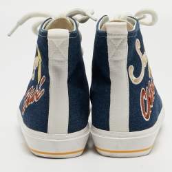 Pre Owned See by Chloé Blue Demin High Top Sneakers Size 40