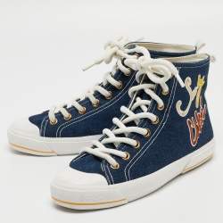 Pre Owned See by Chloé Blue Demin High Top Sneakers Size 40