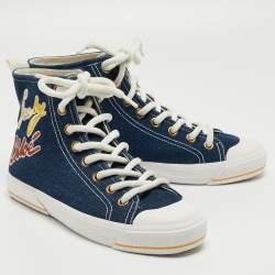 Pre Owned See by Chloé Blue Demin High Top Sneakers Size 40