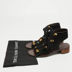 Pre Owned See by Chloe Black Suede Ankle Wrap Sandals Size 38