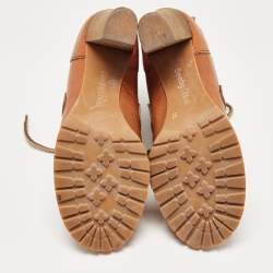 Pre Owned See by Chloe Brown Leather Lace Up Ankle Boots Size 37