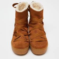 See by Chloe Brown Suede Lace Up Flat Ankle Boots Size 39