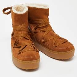 See by Chloe Brown Suede Lace Up Flat Ankle Boots Size 39