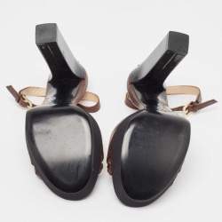 See by Chloe Brown/Black Canvas and Leather Ankle Strap Sandals Size 38