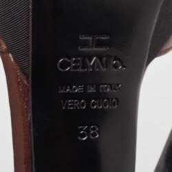 See by Chloe Brown/Black Canvas and Leather Ankle Strap Sandals Size 38