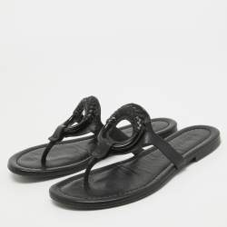 See by Chloe Black Leather Hana Flat Slides Size 38