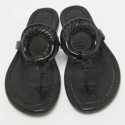 See by Chloe Black Leather Hana Flat Slides Size 38