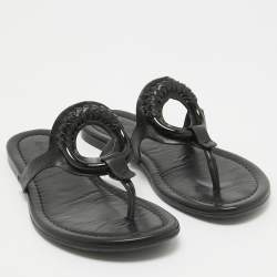 See by Chloe Black Leather Hana Flat Slides Size 38