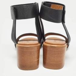 Pre Owned See by Chloe Brown Leather Block Heel Ankle Cuff  Sandals Size 37
