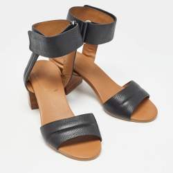 Pre Owned See by Chloe Brown Leather Block Heel Ankle Cuff  Sandals Size 37
