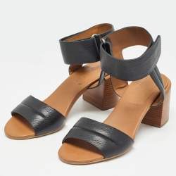 Pre Owned See by Chloe Brown Leather Block Heel Ankle Cuff  Sandals Size 37